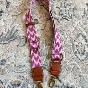 Pink Chevron Adjustable Strap with Leather Ends